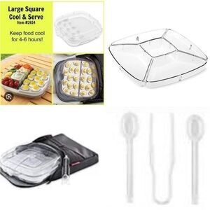 Pampered Chef Large Square Clear Serve & Cool Divided Platter with Lid